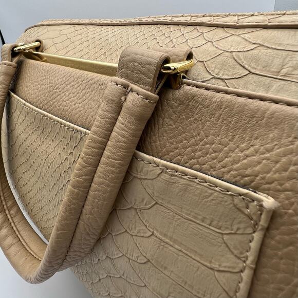 Olivia + Joy Animal Print Satchel Handbag Beige Gold Faux Leather Large Capacity - Picture 6 of 12